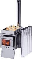 Печь-камин "Инвент" средняя 500x250x250 (нерж.сталь 0.8 мм) со стационарными экранами + короб для камней в сумке