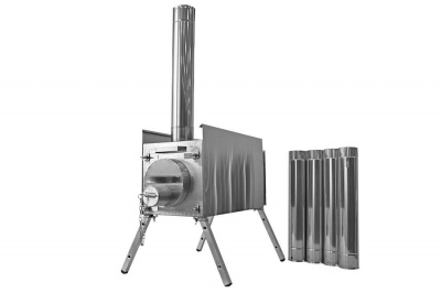 Печь Берег для палатки "Экономка" Средняя New (стационарные экраны - труба 80мм)