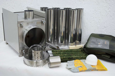 Печь Берег для палатки  "Экономка" Малая New (съемные экраны - труба 65мм)