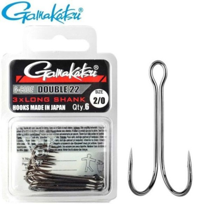 Крючок Gamakatsu Double 22 Long Shank №2/0 6 шт в упаковке
