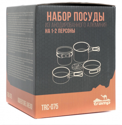 Набор посуды туристической Tramp на 1-2 персоны из анодированного алюминия TRC-075