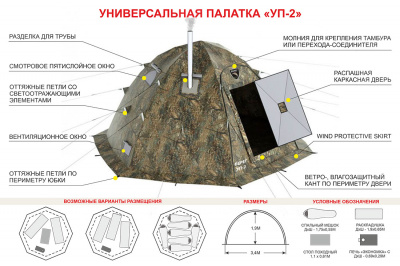 Универсальная палатка Берег УП-2 прут 8 mm (340х340/190 см)