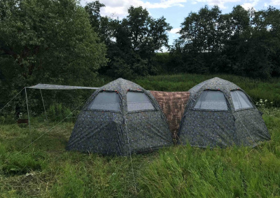 Летняя палатка-шатёр Лотос 5 Мансарда М (360х320/205 см) + Внутренняя палатка + Пол влагозащитный + Стойки