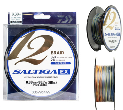 Шнур Daiwa Saltiga 12 Braid Multicolor 200m PE#0.8 lb16/7.3kg