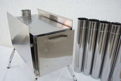 Печь Берег для палатки  "Экономка" Большая New (стационарные экраны - труба 80мм)