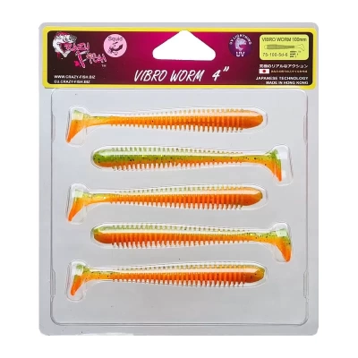 Силиконовая приманка Crazy Fish Vibro Worm 4" 75-100-5d-6
