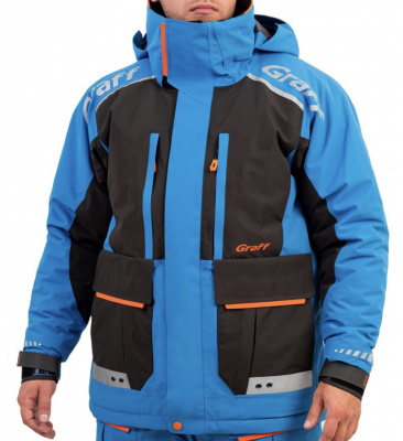 Костюм рыболовный Graff (поплавок -15°С) (215ОВ-3 черно-голубой) размер M (182-188)