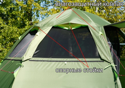 Летняя палатка-шатёр Лотос 5 Мансарда (360х320/205 см)