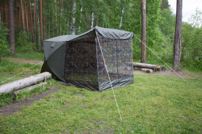 Палатка Пингвин Mr. Fisher Шелтерс 215 ШАТЁР с москитной сеткой и шторкой на откидной стенке (215х215/180 см)