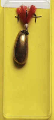 Блесна Aspius Грушка 3gr Тройник Mustad№12 латунь черненая (красная)