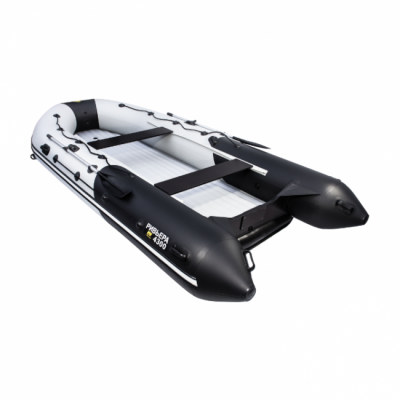 Лодка ПВХ Ривьера 4300 Килевое надувное дно "Комби" светло-серый/черный
